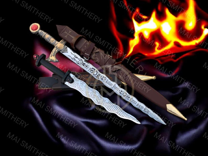Excalibur Sword Once Upon A time Killian Jones Emma Swan Engraved With Scabbard Sword + Dagger