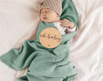 Gestrickte Babydecke aus 100% Merinowolle – Kuschelig weich Babydecke – Handgemacht – Naturwolle – Neugeborene Decke - Babydecke Merinowolle