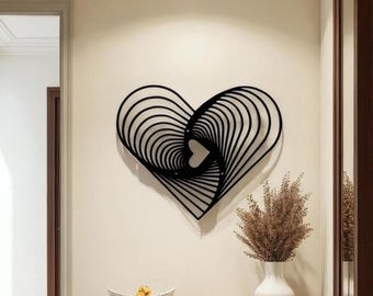 Escultura artística de pared de corazón de metal: decoración de hierro para interiores y exteriores