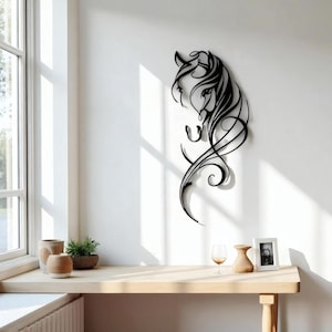 Abstract Horse Metal Wall Art Sign, One Piece Vintage Wall Decor, Modern Equestrian Room Hanging Ornament
