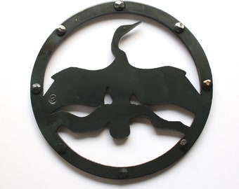 Anhinga Bird Kitchen Trivet. Cut and Forged Steel