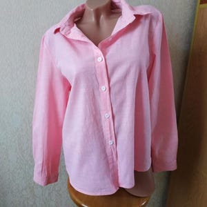 Vintage Pink Womens Long Sleeve Blouse Size XL