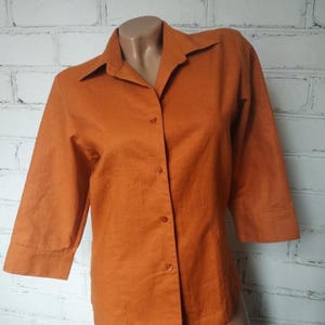 Biaggini Burnt Orange Linen Blend Blouse Size 36