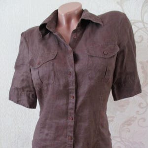 H&M Brown Linen With Utility Pockets Shirt Size 38