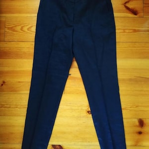 Weiter Navy Blaue Klassische Hose mit Geradem Bein Größe M
