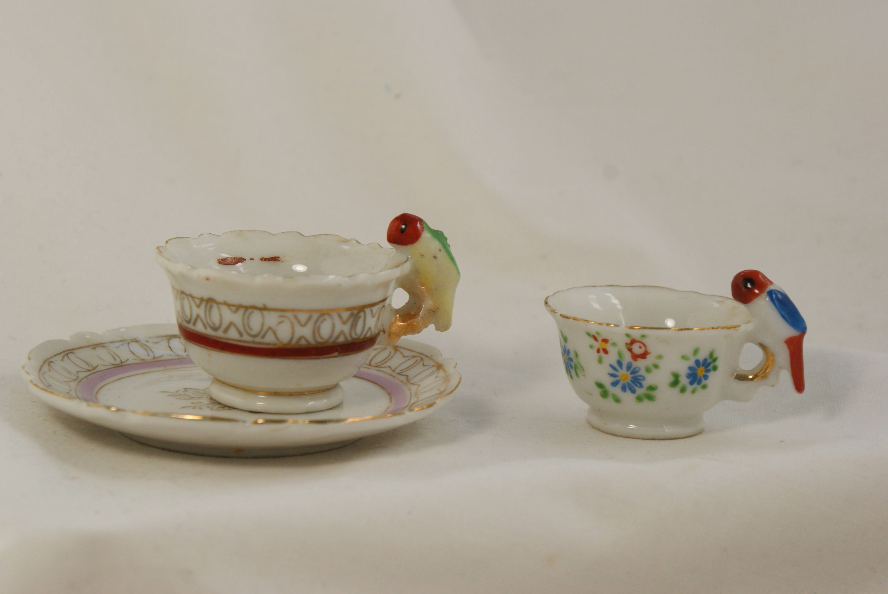 Lot Miniature tea cup and saucer with bird for handle and a Etsy