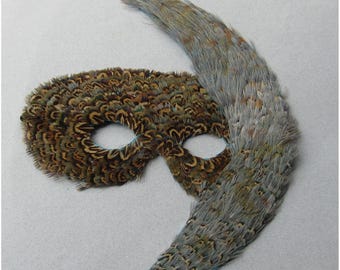 Once in a Blue Moon, Ethereal Feather Mask, Blue Crescent Moon, Celestial Gothic Headpiece, Theater, Dance, Festival Mask, Astrological