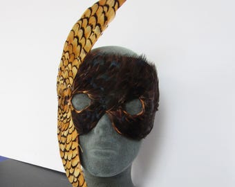 On the Dark Side of the Moon, Gold Crescent Moon Feather Masquerade Mask, Celestial Gothic, Theatrical, Dance, Festival Mask, Astrology