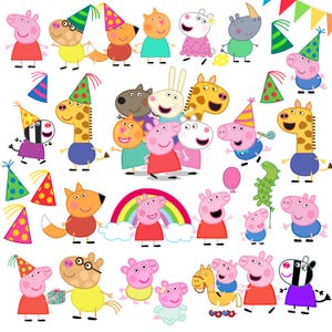 40 PNG Haute qualité. Téléchargement instantané.  Peppa Pig personnages Png Clipart.