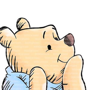 May include: A cartoon illustration of a light brown bear with black accents, wearing a light blue shirt. The bear is smiling and holding its paw up. The text "1000Cartoons" is visible.