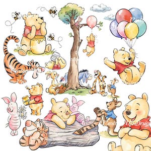 5000 px 50 png. Vintage Clip Art Motiv von Winnie Puuh. Hochauflösende PNG-Bilder (Digitaler Download).