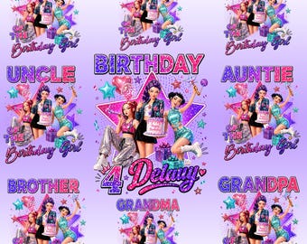 Kpop Family Birthday PNG Bundle, Personalized Instant Download