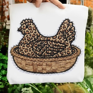 Vintage höna, begagnad png, höna i boet png, retro djur cottagecore png, 90-tals mormorskärpa inspirerad, mormorströjastil, trendig design