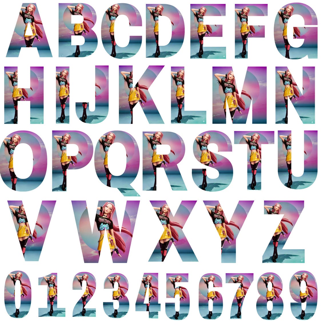 Huntrix Letters Png Bundle, 4 PNG Huntrix Alphabet, Kpop Demon Hunter ...