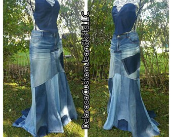 Denim maxi dress | Etsy