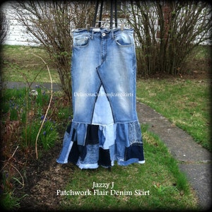 DELAROSA Jazzy J Patchwork maxi denim skirt Custom Order YOU Send YOUR Base Jean