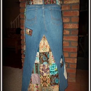 DELAROSA Classic Hippie patchwork Long Jean Skirt made to your size and length image 10