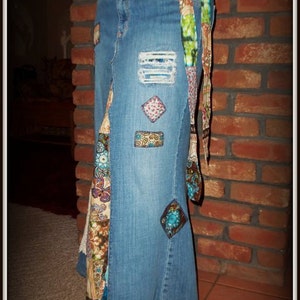 DELAROSA Classic Hippie patchwork Long Jean Skirt made to your size and length image 9