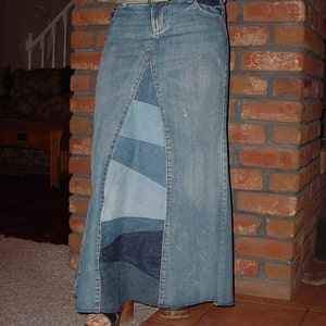DELAROSA Long Jean Skirt 'pieced and Patchwork' Custom - Etsy