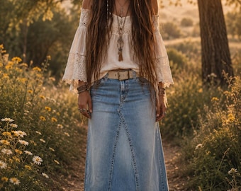 DELAROSA Custom to Your Size Long Jean Skirt size 0-2-4-6-8-10-12-14-16-18-20-22-24-26