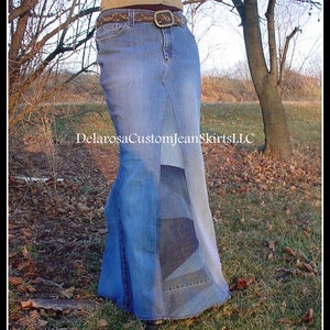 DELAROSA Long Jean Skirt 'pieced and Patchwork' Custom Made to Your ...