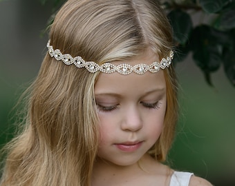 Rhinestone Halo Headband, Flower Girl, Christening, Newborn