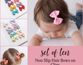 SET of TEN Bows  Hair Clip, Baby Toddler Hair Bows Clips, Baby Girl Bows, Hair Clips, Toddler bows, Shower Gift, LEXI Mini Bows, Small Bows