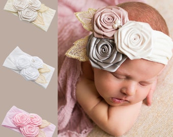 Baby Girl Headband, Newborn Headband, Baby Hair Bows, Newborn Hair Bow, White  Flower Headband, Toddler Headband, Pink Baby Bows, Baby Gift