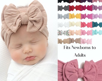 Baby Headbands, Baby Girl Headband, Newborn Headband, Toddler Hair Bows, Knotted Headband, Big Bow Nylon Headband, Newborn Hair Bow, JD