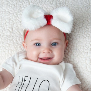 Santa Baby Hair Bow, Red Christmas Baby Headbands, Newborn Bow Headband, Girls Christmas Hair Bows, Infant Headband, Red Big Bow Headband