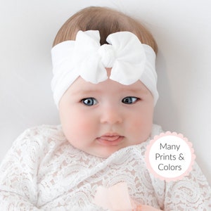 Baby headbands, TOP KNOT Baby Headband, Newborn headbands, Nylon Headband, nylon headbands, newborn headband,baby girl headbands image 1