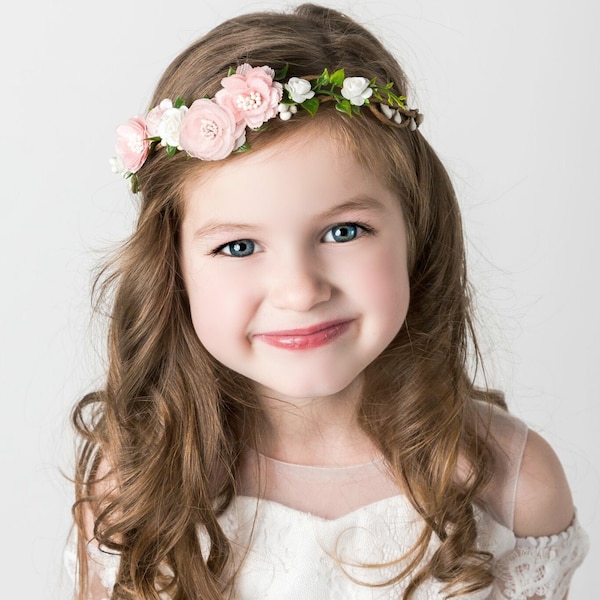 BLUSH Flower Crown, Wedding Flower Crown, Floral Headband, Flower Wreath, Bridal Flower Crown, Bohemian Flower Crown, Flower Girl Crown