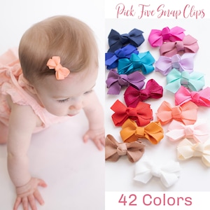 PICK 5 Baby Toddler Snap Clip, Baby Bows, Mini Bow Hair Clips, Baby Hair Bows Clip, Snap Hair Clips, Baby Hair Clips, Baby Shower Gift, KNOT