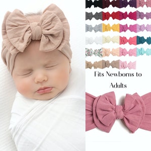 Baby Headbands, Baby Girl Headband, Newborn Headband, Toddler Hair Bows, Knotted Headband, Big Bow Nylon Headband, Newborn Hair Bow, JD