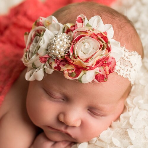 Baby Headband, flower headband,baby headbands,newborn headband, baby girl headband, christening headband, baptism headband, Baby Bows,#29