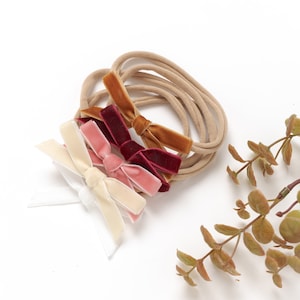 SCEGLI 3 fasce per neonati, mini fiocchi in velluto, fiocchi in velluto per neonati con clip, fascia in nylon per neonata, fascia con fiocco per neonati, regalo per neonati