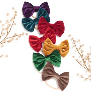 Velvet Bow Headband, Christmas Baby Girl Headband, Toddler Bow Clip, Newborn Big Bow Headband, Christmas Velvet Bows, Toddler Hair Clips.