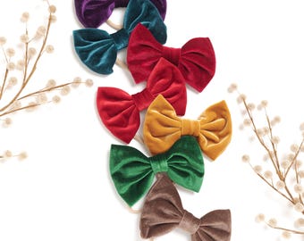 Velvet Bow Headband, Baby Girl Bow Clip, Christmas Hair Accessory