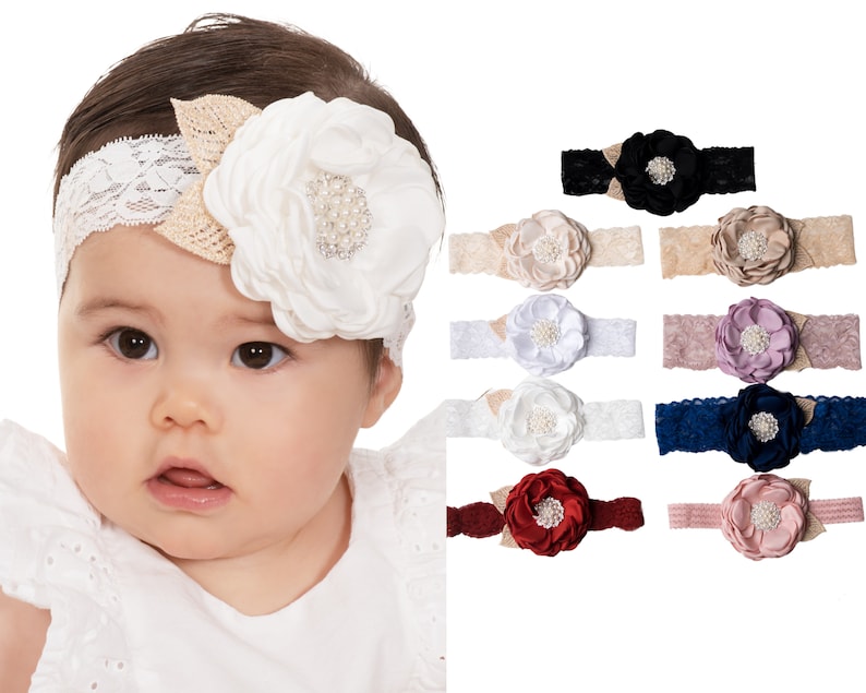Ivory Vintage Rosette Baby Headband Girl Couture Headband Etsy