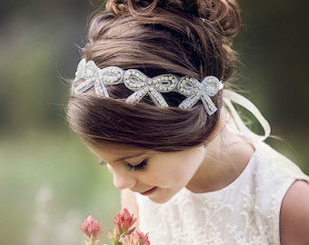 Crystal Headband, Rhinestone Headband, Baby Headband, Flower Girl Headband, Bridal Headband, Wedding Headband,Gatsby Headband,white headband