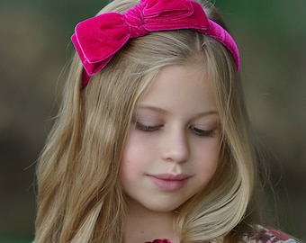 Velvet Bow Hard Headband for Girls, Toddlers and Adults