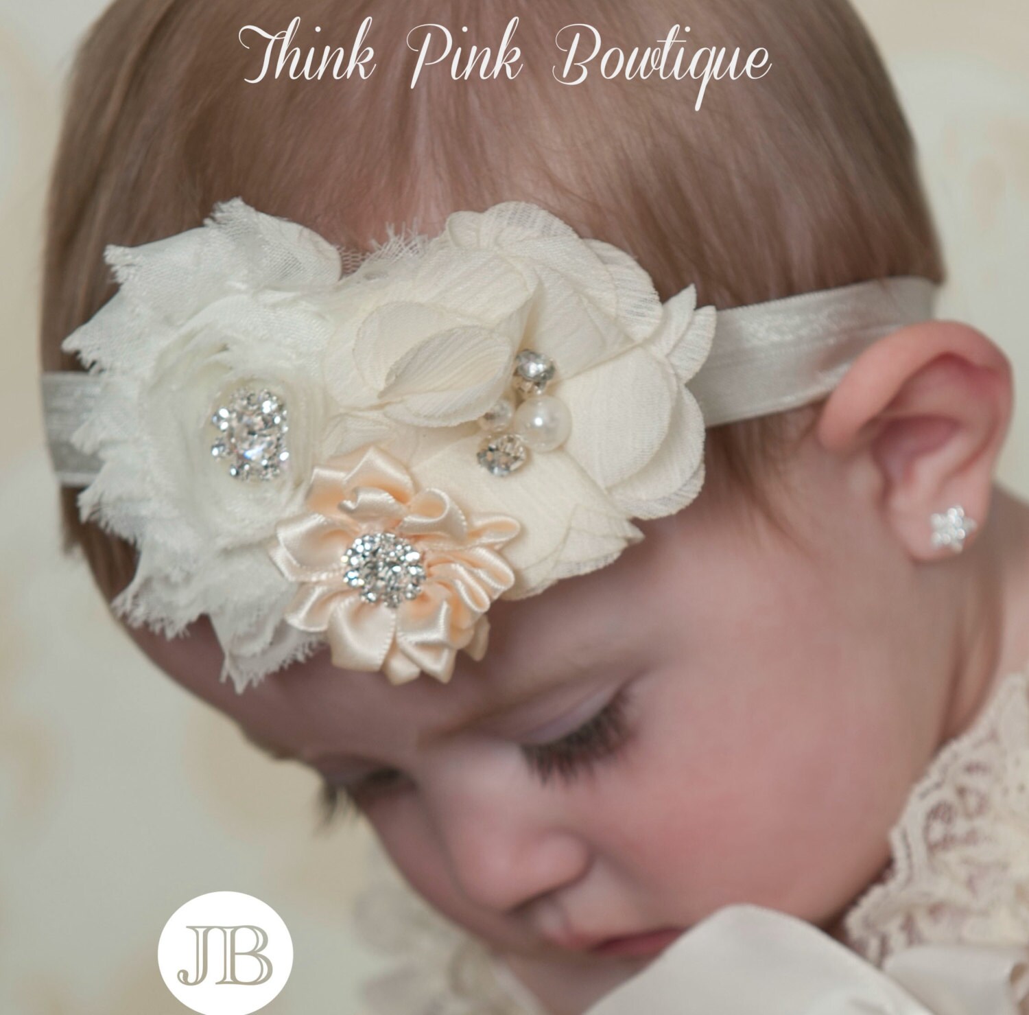 Baby headband baby headbands Ivory headbandnewborn Etsy
