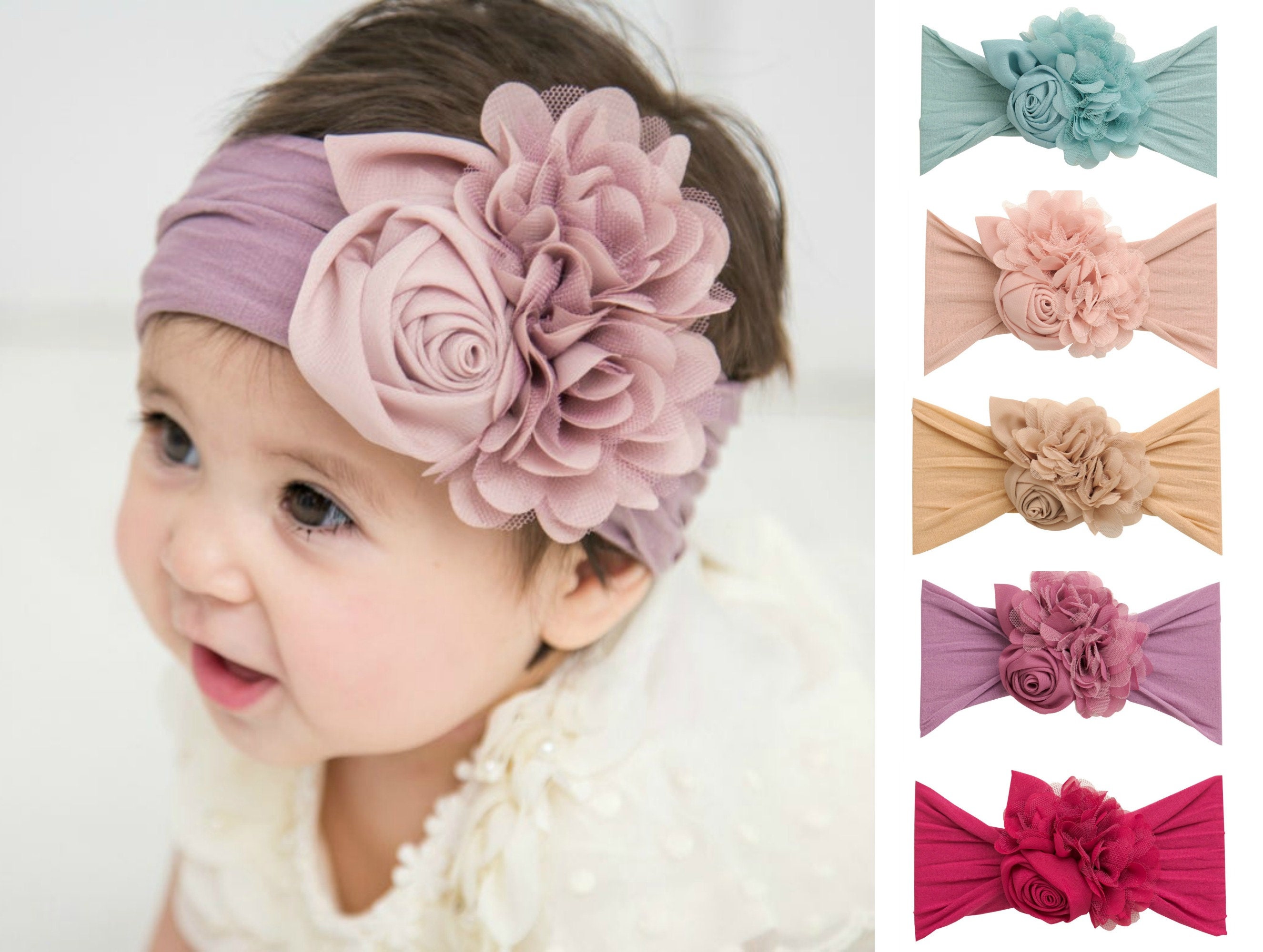 Sombreros de Bandana para bebé, diadema de flores para recién nacido,  accesorios para el cabello, pañuelo para la cabeza, 5 colores para niños y  niñas - AliExpress