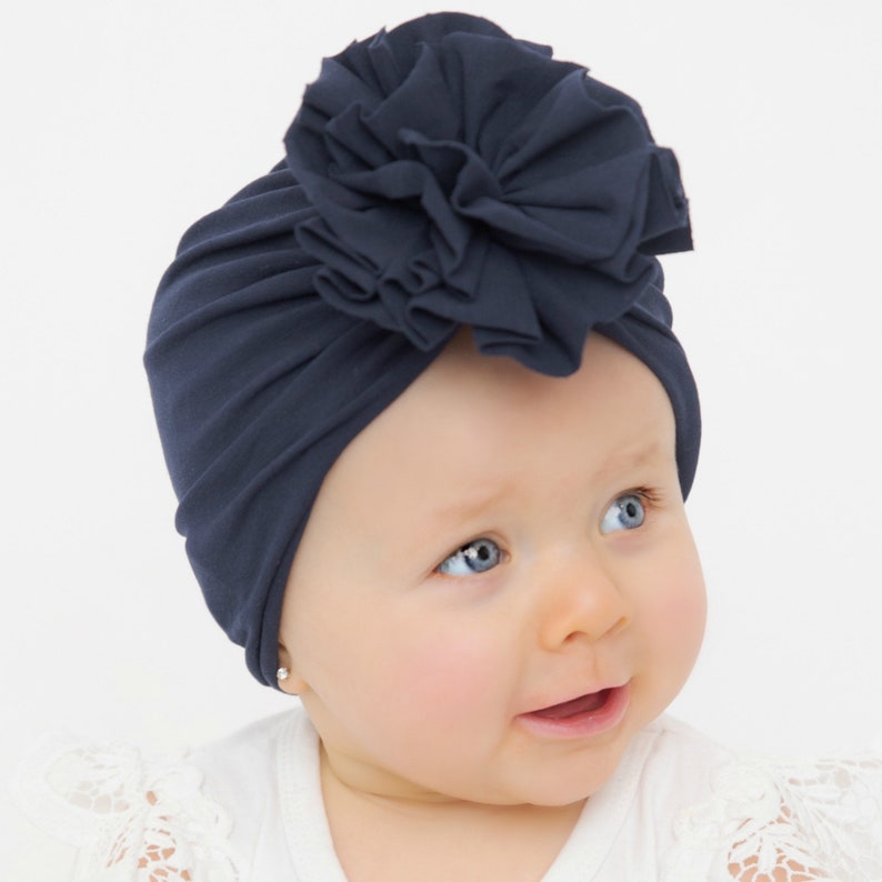 Sombrero de turbante para bebé, turbante para niña, turbante para bebé FLOR, sombrero elástico para bebé, diadema de turbante para bebé, sombrero para bebé, turbante para recién nacido, diademas para bebé imagen 6