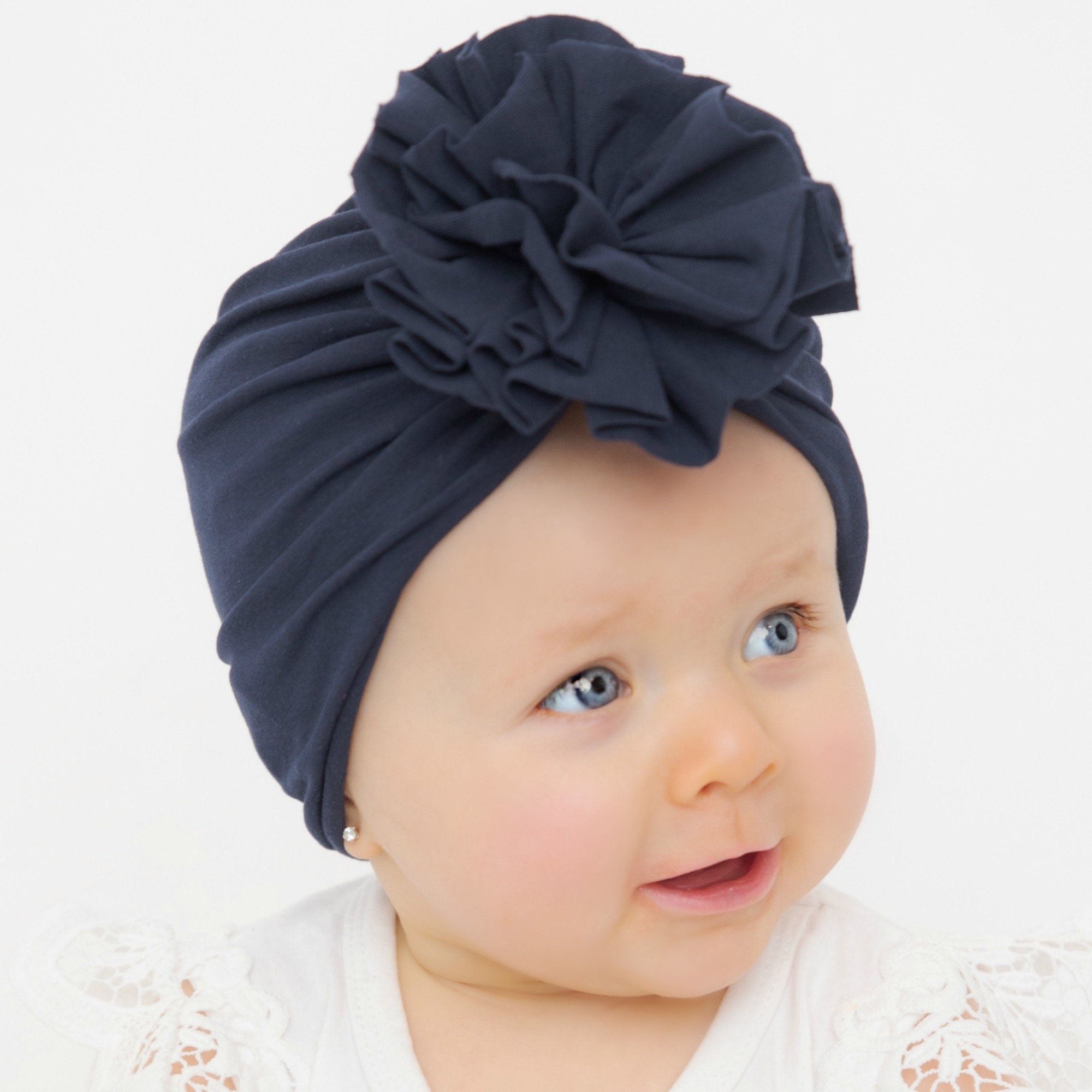 4 Pcs Baby Girls Knotted Turban Hats Floral Print Nursery Newborn Hospital Hat Cap with Big Bow Headwraps Hair Accessories For Baby Infant Toddler Mixed Color 