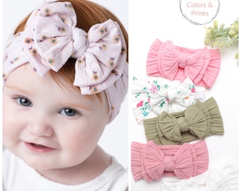 Big Bow Baby Headband, Baby Girls Bows, Baby Turban, Newborn Bow Headband, Baby Girl Hair Bows, Cable Knit Baby Bows, Baby Gift, ANNA