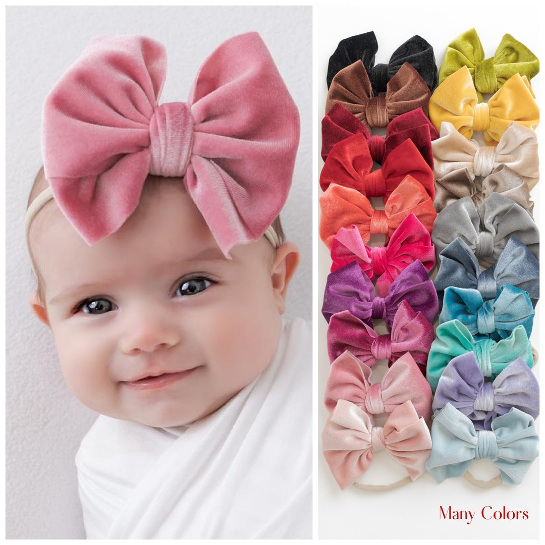 Baby Velvet Headband Baby Bow Headband Velvet Bow Headband Etsy
