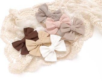 Linen Hair Bow, Big Bow Headband, Oversized Bow, Baby Hair Bow, Big Baby Bow Headband, HARPER BOW Headband, newborn Headband, bows