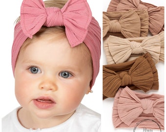 Bow baby headbands, Cable knit baby headbands, newborn baby headbands, baby turbans, baby girl bows, ribbed baby headbands
