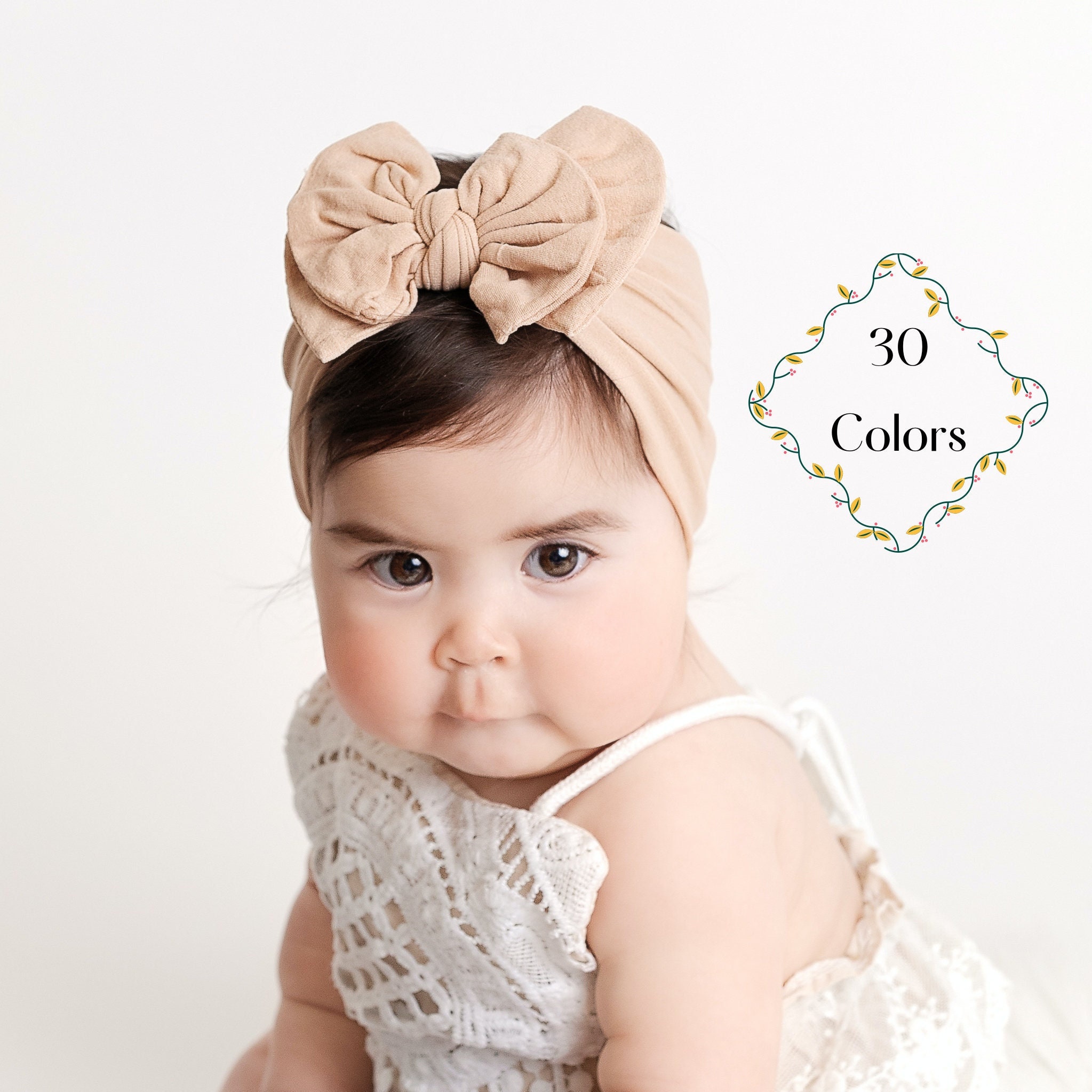 Girls Hair Accessories Turban Bow Pearl Lace Hair Band Baby Headband
